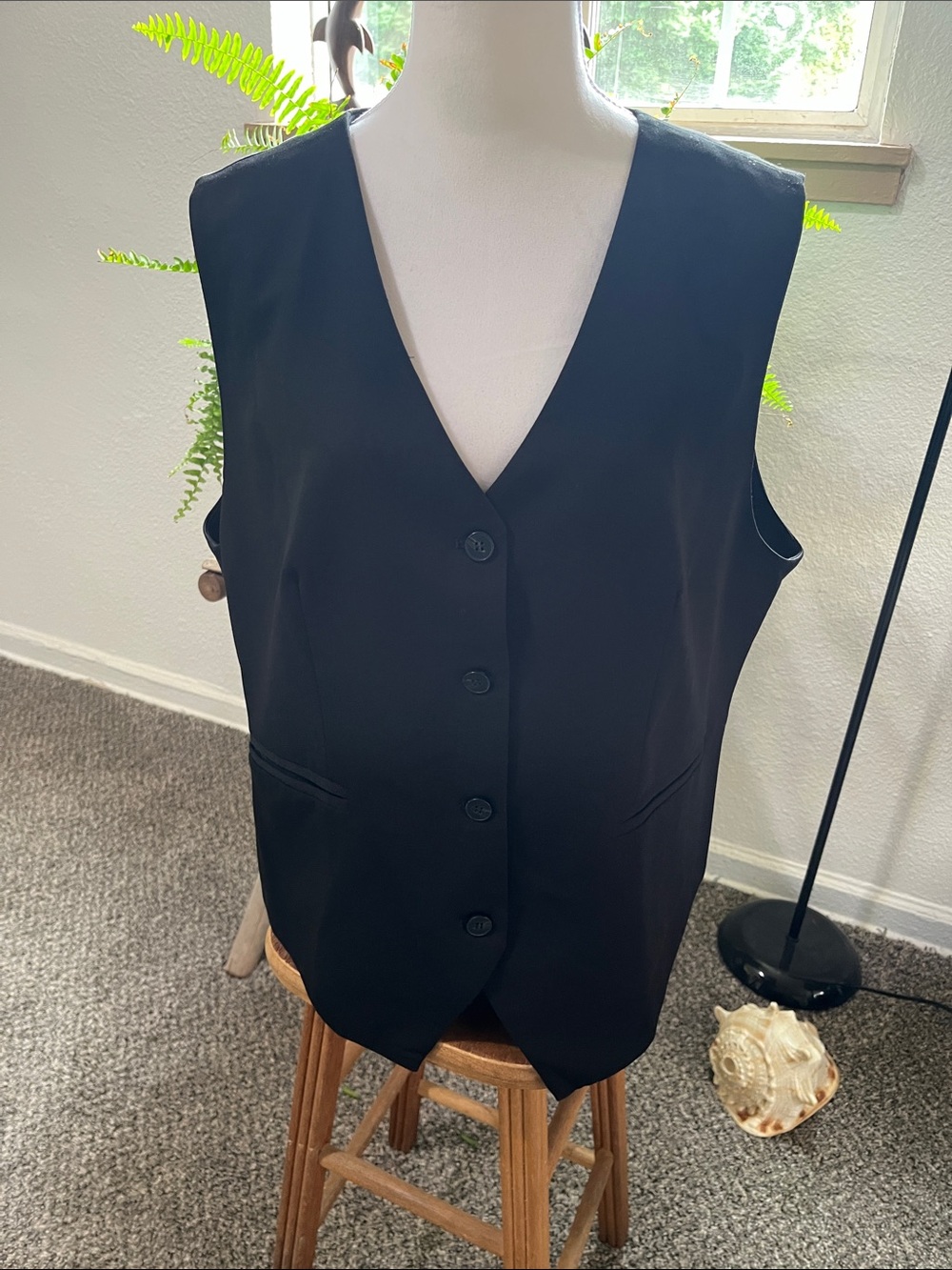 Classic Black Button-Front Vest